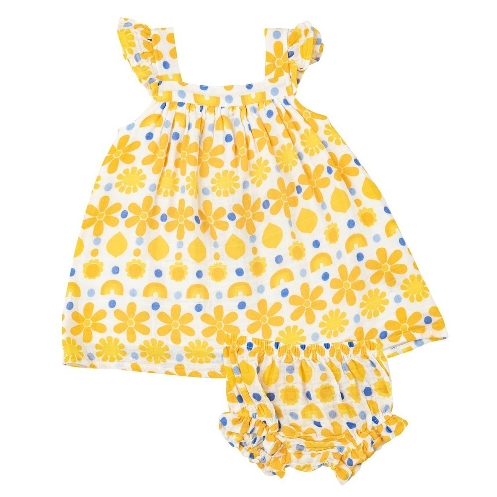 Sunny Lemon Geo Smoked Sundress and Diaper Cover